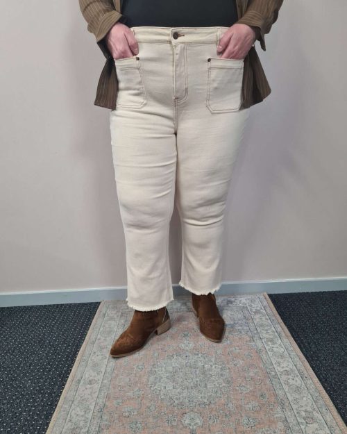 Cassiopeia Brooky Pants Med Rå Kant Off-White Skl.65 Vejl. 450,-