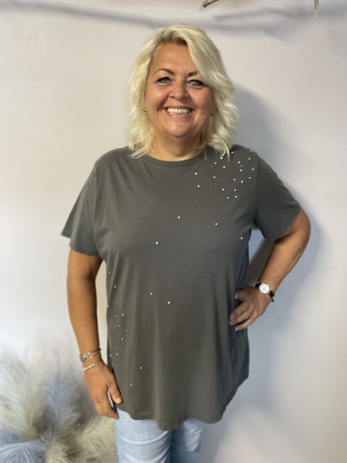 Only Len O-Neck T-Shirt M/Sten Grå BM: M:130 L:140 XL:150 Lg:75 Vejl. 229,95