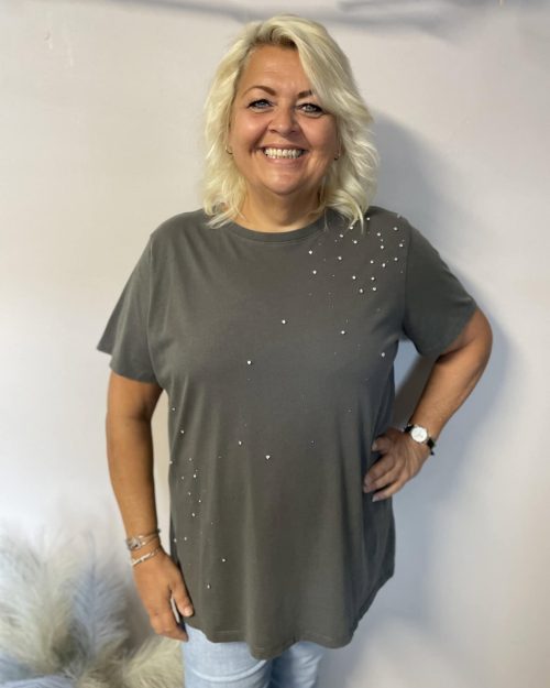 Only Len O-Neck T-Shirt M/Sten Grå BM: M:130 L:140 XL:150 Lg:75 Vejl. 229,95