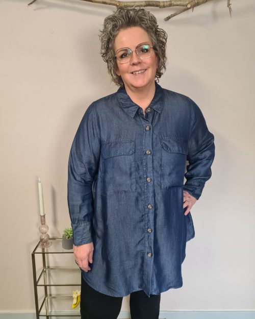 Wasabi Flora 4 Denim Look Skjorte/Tunic Mørkeblå BM: S:120 M:130 L:140 XL:150 Lg:85 Vejl.499,95
