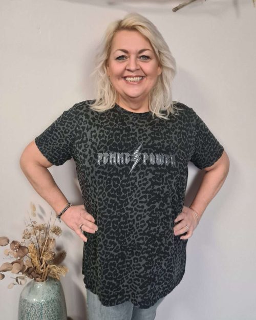 Only Miko T-Shirt Washed Grå Femme Power M-Sten
