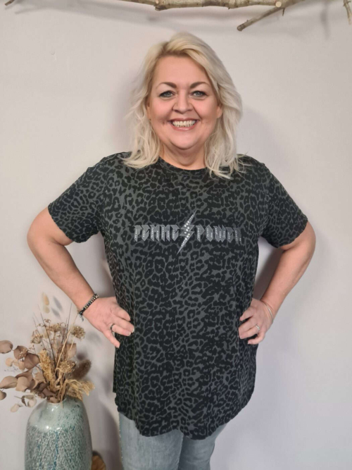 Only Miko T-Shirt Washed Grå Femme Power M-Sten