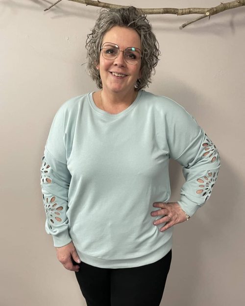 Only Winnie Sweatshirt M-Broderi Anglaise Lys Mint