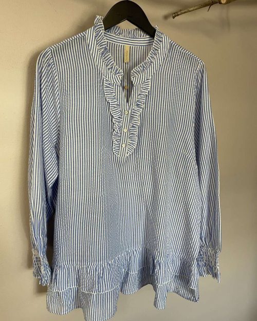 Cassiopeia Lenenna Stribet Bluse Blå Combi BM: S:120 M:130 L:140 XL:150 Lg:80 Vejl. 350,-