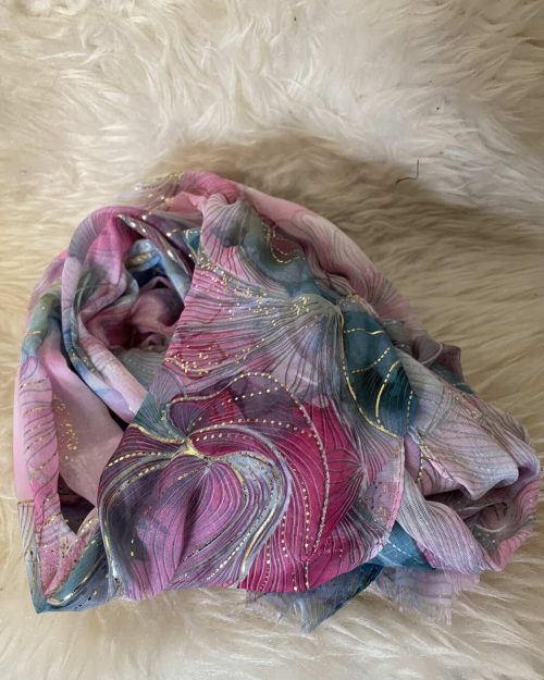 Alternative view of Vanting tørklæde Pink/rosa/blå M/guld  Vejl.120,-