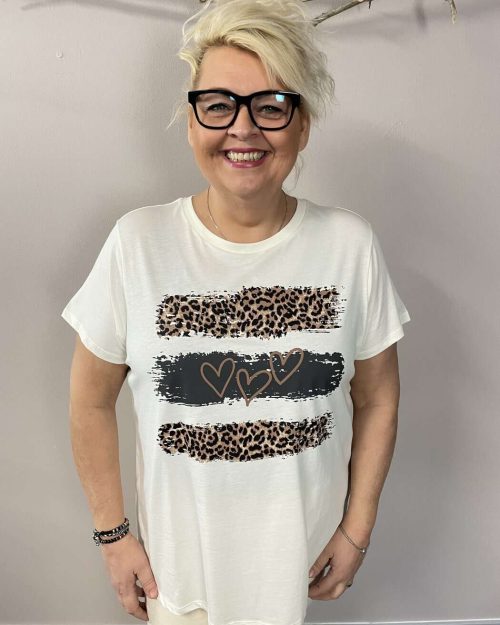 Only Leola O-Neck T-Shirt M/Print Off-White BM: S:120 M:130 L:140 XL:150 Lg:75 Vejl. 199,95