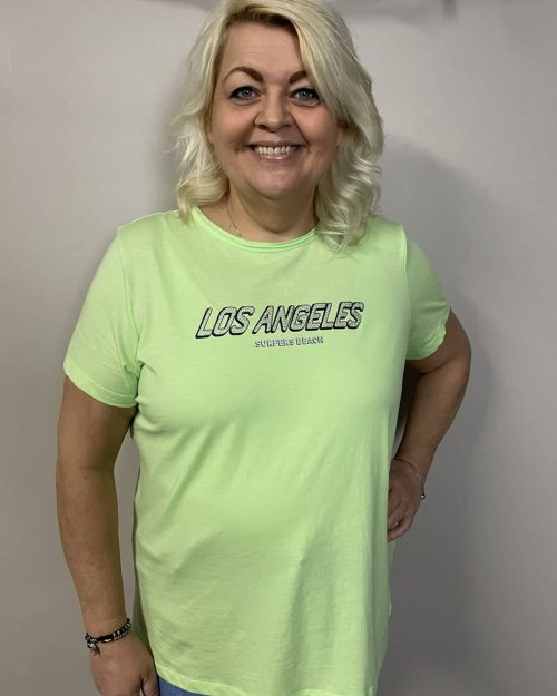 Only Arna Grøn T-Shirt M/Print Los Angeles BM: S:120 M:130 L:140 XL:150 Lg:75 Vejl. 159,95