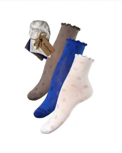 Festival 3-pack floss viscose sokker/strømper m/prikker ONE SIZE Vejl. 149,-