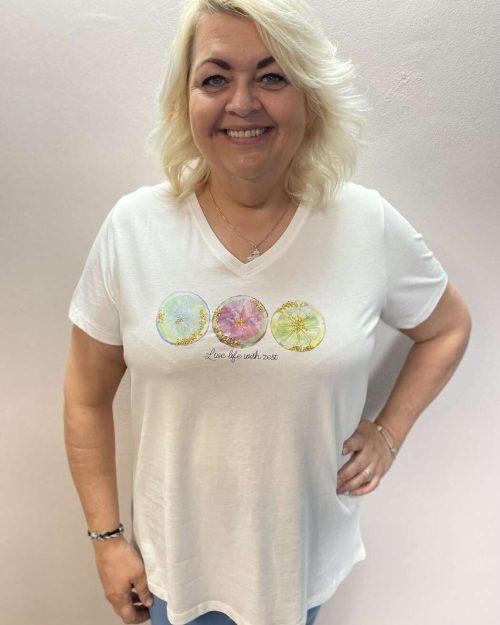 Only Tira V-Neck T-Shirt Hvid m/Print