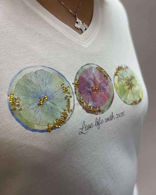 Only Tira V-Neck T-Shirt Stribet Gul-Hvid