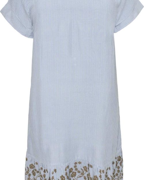 Cassiopeia Junanna Kortærmet Kjole Stribet M/Blomster Blue Combi BM: S:125 M:135 L:145 XL:155 Lg:110 Vejl. 400,-