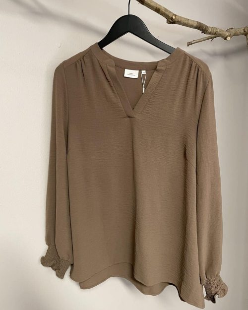 Only Metta V-Neck Bluse Langærmet Brun BM: 46:130 48:135 50:140 52:145 54:150 Lg:75 Vejl. 279,95