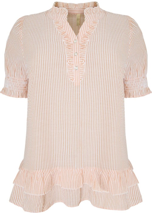 Cassiopeia Nelan Bluse Stribet Peach Combi BM: S:120 M:130 L:140 XL:150 Lg:80 Vejl. 349,-