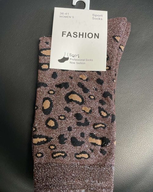 Strømpe m/glimmer brun/sort leo Vejl.59,95