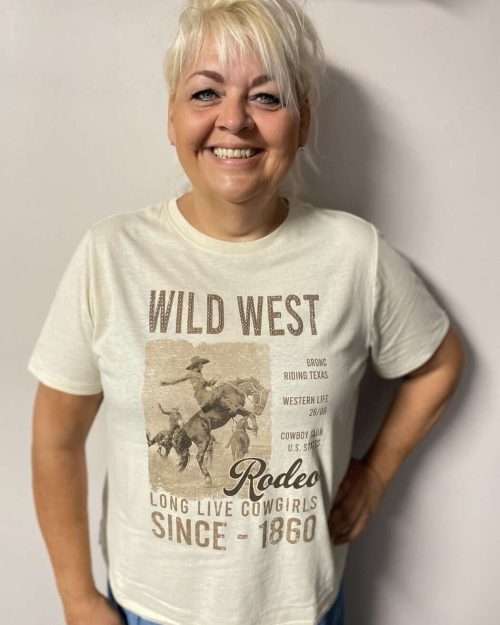 Only Payton T-Shirt M/Print Wild West Creme/Brun BM: M:130 L:140 XL:150 Lg:70 Vejl.149,95