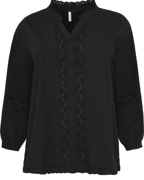 Cassiopeia Jemera Skjorte Sort M/Broderie Anglaise BM: S:120 M:130 L:140 XL:150 Lg:75/80 Vejl.349,-