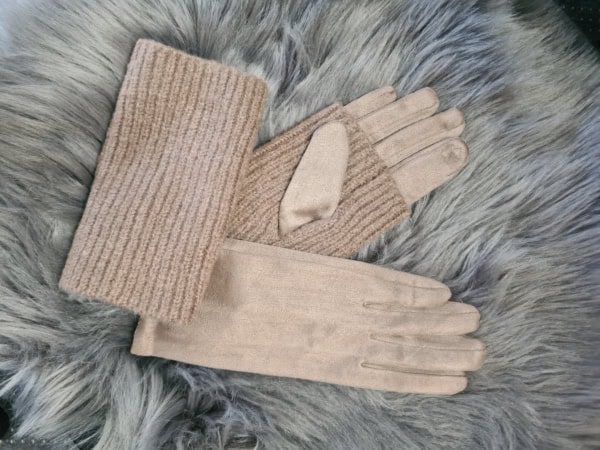Vanting handske med strik overlag camel Vejl. 149,95 - Billede 2