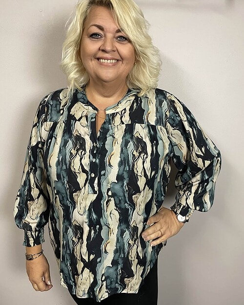 Vanting Langærmet Bluse 9700 Grøn combi BM: S:130 M:140 L:150 XL:160 Lg:70/80 Vejl.299,95