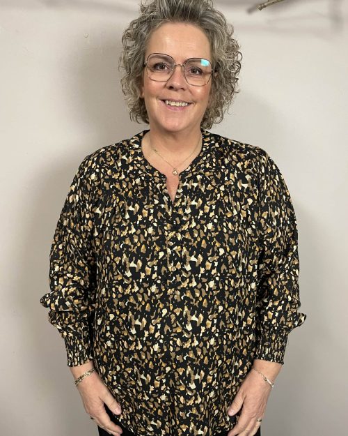 Vanting Langærmet Bluse 9700 Sort M/Brun Mønster BM: S:130 M:140 L:150 XL:160 Lg:70/80 Vejl.299,95