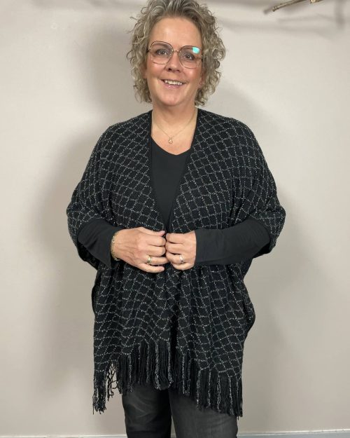 Vanting Strik Sjal Sort M/Sølv ONE SIZE Vejl. 299,95