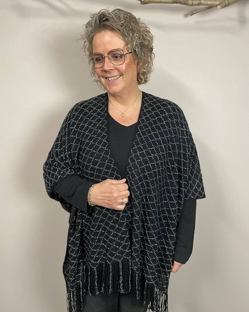 Vanting Strik Sjal Sort M/Sølv ONE SIZE Vejl. 299,95 - Billede 2