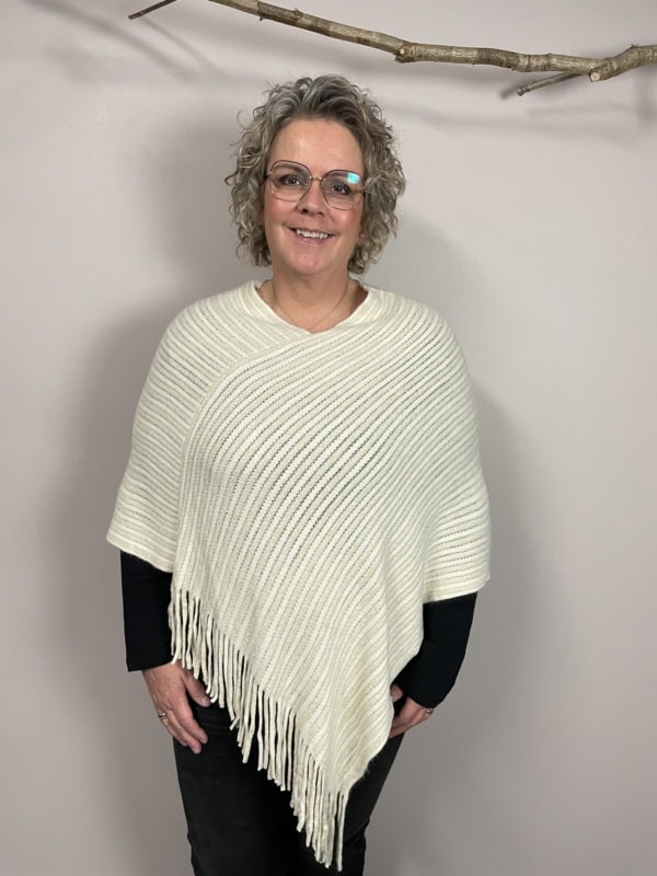 Vanting Strik Poncho M/Glimmer Off-White ONE SIZE Vejl. 269,95