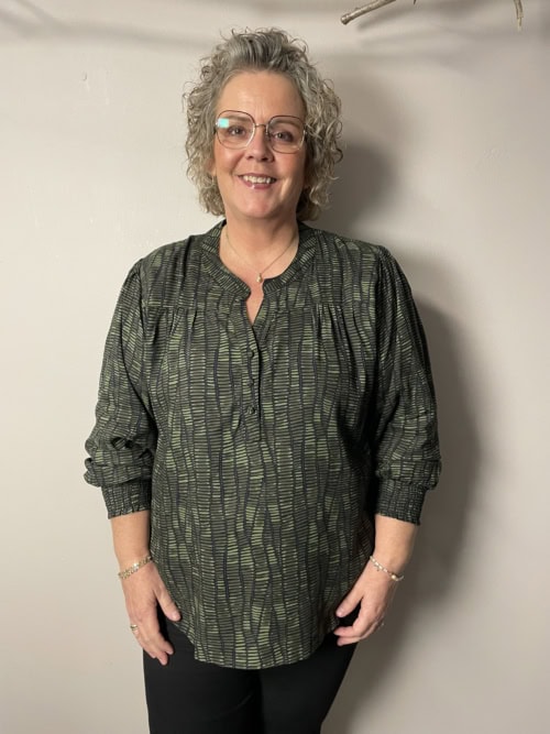 Vanting Langærmet Bluse 9700 Mørke Grøn M/Mønster BM: S:130 M:140 L:150 XL:160 Lg:70/80 Vejl.299,95