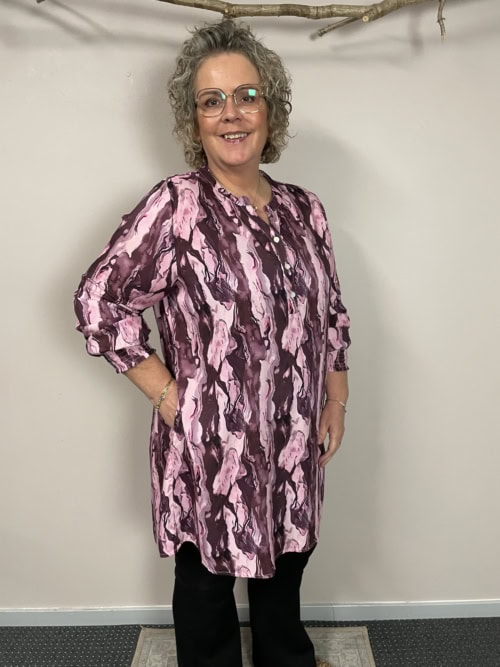 Vanting Tunic 9692 Med Mønster Bordeaux Combi BM: S:125 M:135 L:145 XL:155 Lg:95/100 Vejl.419,95