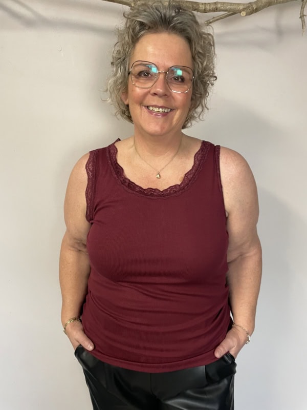 Cassiopeia Issane Top M/Blondekant Bordeaux Lg:80 Vejl.219,- - Billede 3