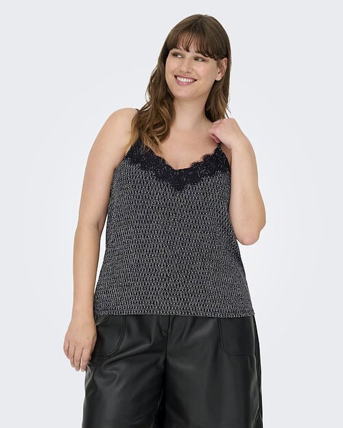 Only Carol Glitter Top Sort/Sølv Vejl. 199,95