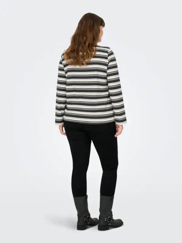 Only Globe Langærmet Polo Bluse Stribet Grå/Off-White/Sort BM: M:125 L:135 XL:145 Lg:75 Vejl.299,95 - Billede 2