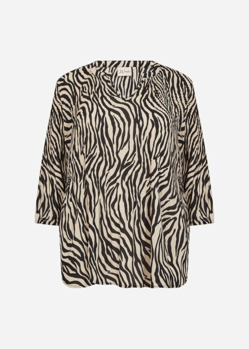 Wasabi Liona 1 Bluse M/Zebraprint Sort/Creme BM: S:130 M:140 L:150 XL:160 Lg:75 Vejl. 499,95
