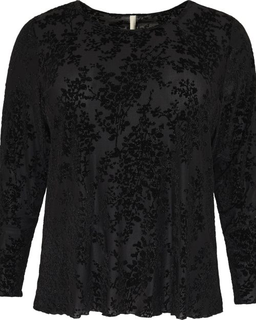 Cassiopeia Domette Bluse Sort M/Mønster og Glimmer BM: S:120 M:125 L:130 XL:135 Lg:75 Vejl.349,-