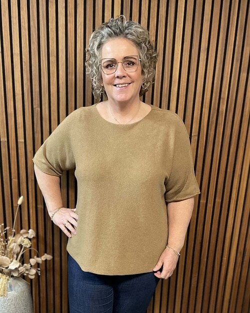 Vanting Kortærmet Strik Pullover Camel ONE SIZE BM: 140 Lg:65 Vejl. 269,95