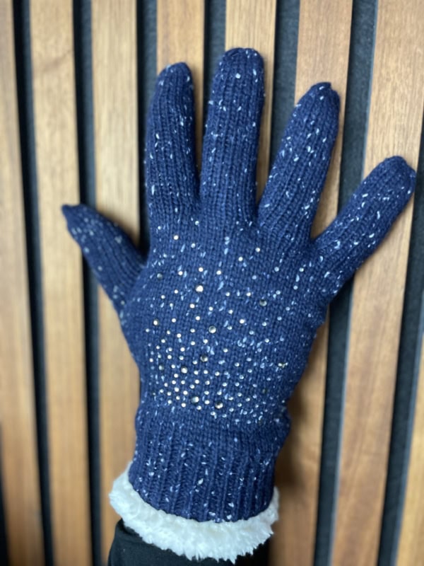Qnuz Strik Handske navy M/hvid For og Glimmer Vejl. 179,95