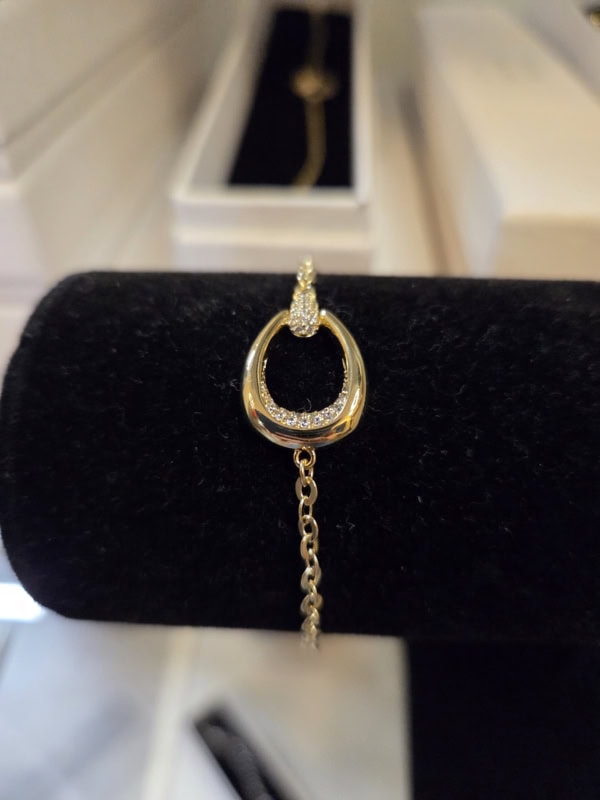 Vanting armbånd i forgyldt kirurgisk stål m/glitrende dråbe Vejl. 149,95 - Billede 2