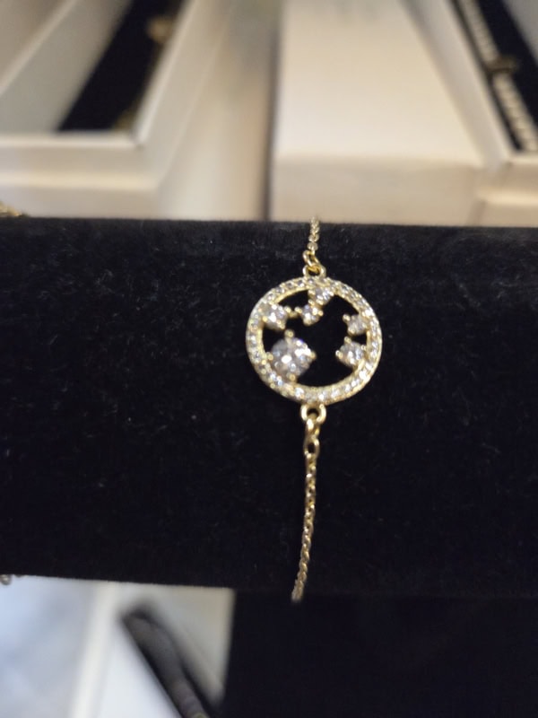 Vanting armbånd i forgyldt kirurgisk stål m/glitrende cirkel Vejl. 149,95 - Billede 2