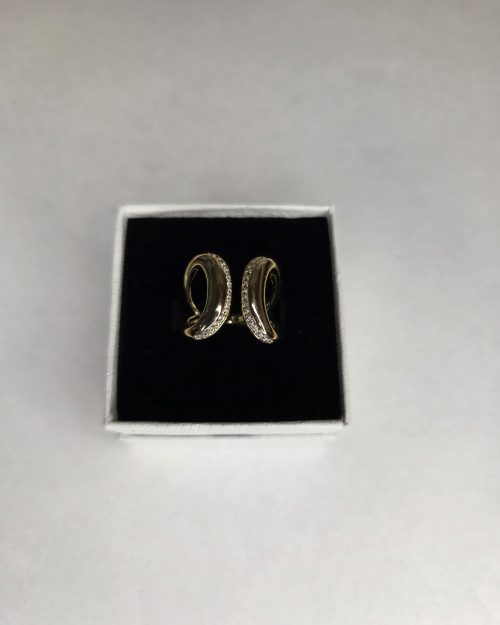 Vanting justerbar ring store dråbe med glimrende sten i forgyldt kirurgisk stål Vejl. 149,95