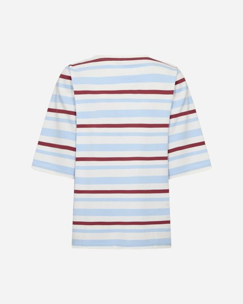 Alternative view of Wasabi Christel 1 Stribet T-Shirt Hvid/Lyseblå/Bordeaux BM: S:125 M:135 L:145 XL:155 Lg:75 Vejl.299,95