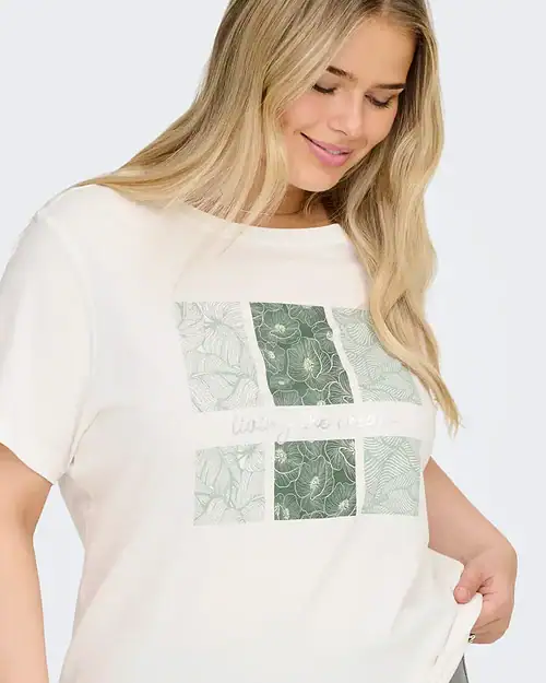 Alternative view of Only Cruz Hvid T-Shirt M/Grøn Print BM: S:115 M:125 L:135 XL:145 Lg:70 Vejl.179,95