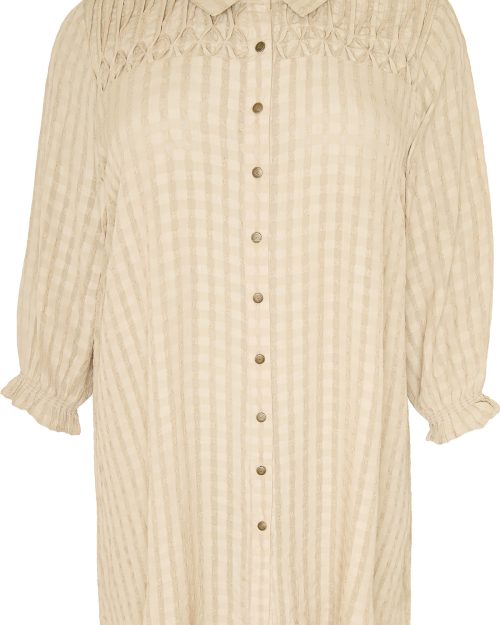 Cassiopeia Limette Skjorte-tunic M/Struktur Sand BM: S:130 M:140 L:150 XL:160 Lg:95 Vejl. 400,-