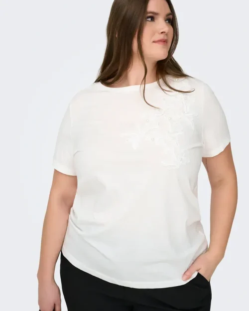 Alternative view of Only Danielle T-Shirt M/Broderi og perler Hvid BM: S:115 M:125 L:135 XL:145 Lg:70 Vejl.179,95