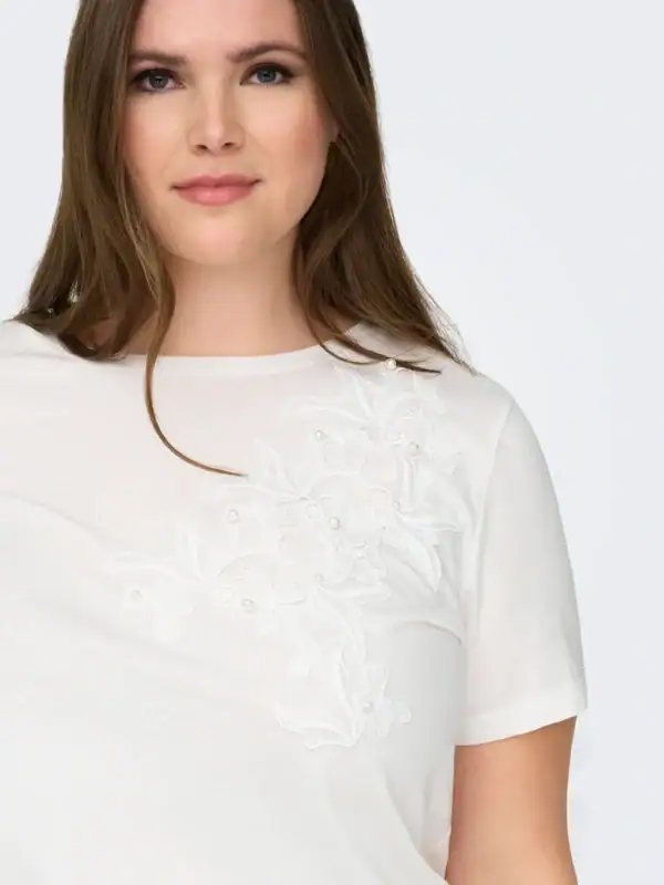Only Danielle T-Shirt M/Broderi og perler Hvid BM: S:115 M:125 L:135 XL:145 Lg:70 Vejl.179,95 - Billede 5