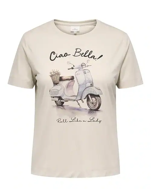 Only Niko T-Shirt M/Print CIAO BELLA Creme BM: S:115 M:125 L:135 XL:145 Lg:75 Vejl.199,95