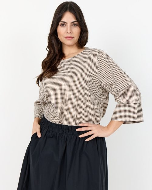 Wasabi Saina 2 Ternet Bluse Brun Combi BM: 42:115 44:120 46/48:130 50/52:140 54/56:150 Lg:75 Vejl. 399,95