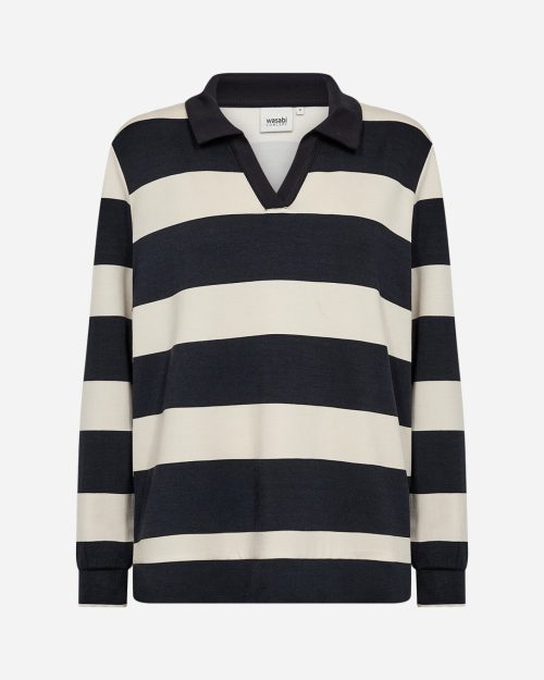Wasabi Chaline 2 Stribet Langærmet Bluse/Sweatshirt M/Modal Navy/Råhvid BM: S:130 M:140 L:150 XL:160 Lg:75 Vejl.399,95