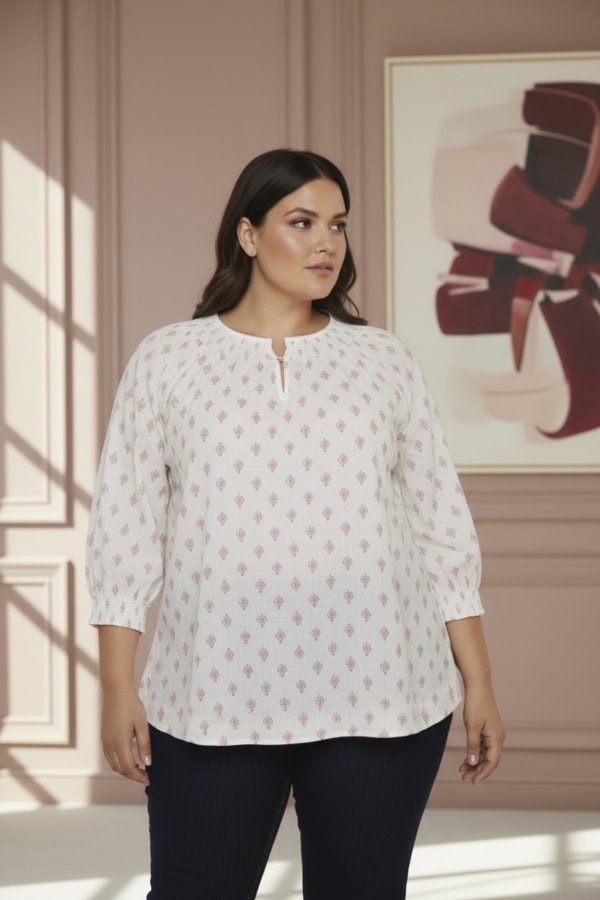Cassiopeia Enidina Bluse M/Print Hvid BM: S:130 M:140 L:150 XL:160 Lg:75 Vejl. 349,- - Billede 2