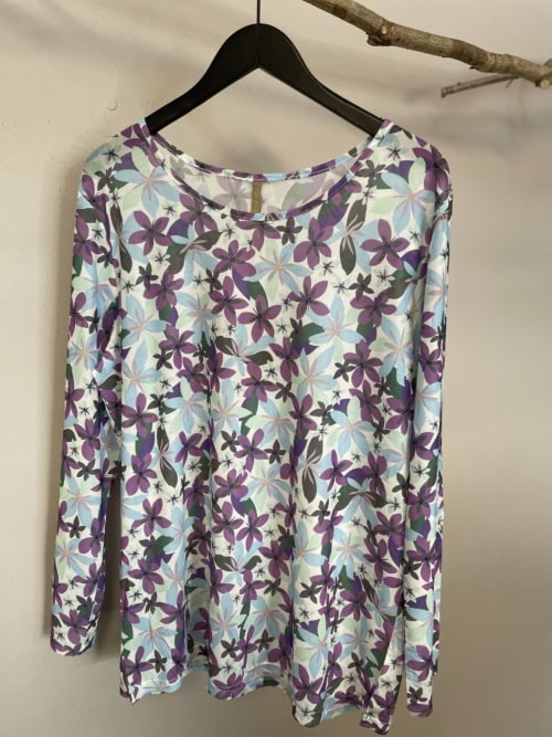 Cassiopeia Britta Mesh Bluse M/Blomster Purple Combi Vejl.249,95