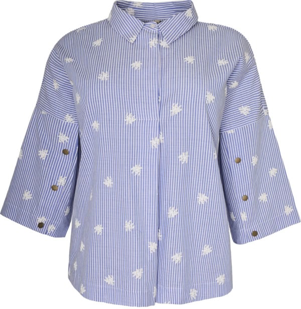 Cassiopeia Melissa Stribet Bluse M/Blomster Blue Combi BM: S:125 M:135 L:145 XL:155 Lg:75 Vejl. 349,-