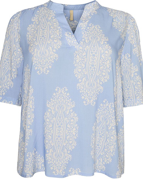 Cassiopeia Odessa Bluse M/Print Lyseblå/Beige BM: S:125 M:135 L:145 XL:155 Lg:75 Vejl. 349,-